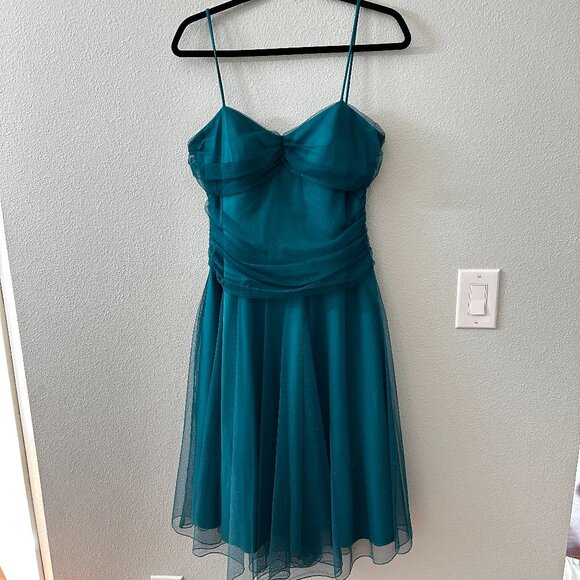 Vintage 90s Y2k City Triangles Formal Dress 11/12 Glitter Green Whimsigoth Fairy - Picture 1 of 11